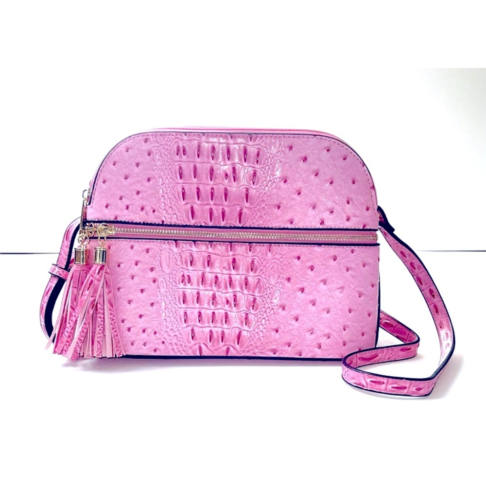 NWOT Dasein Embossed Pattern Tassel Crossbody Bag